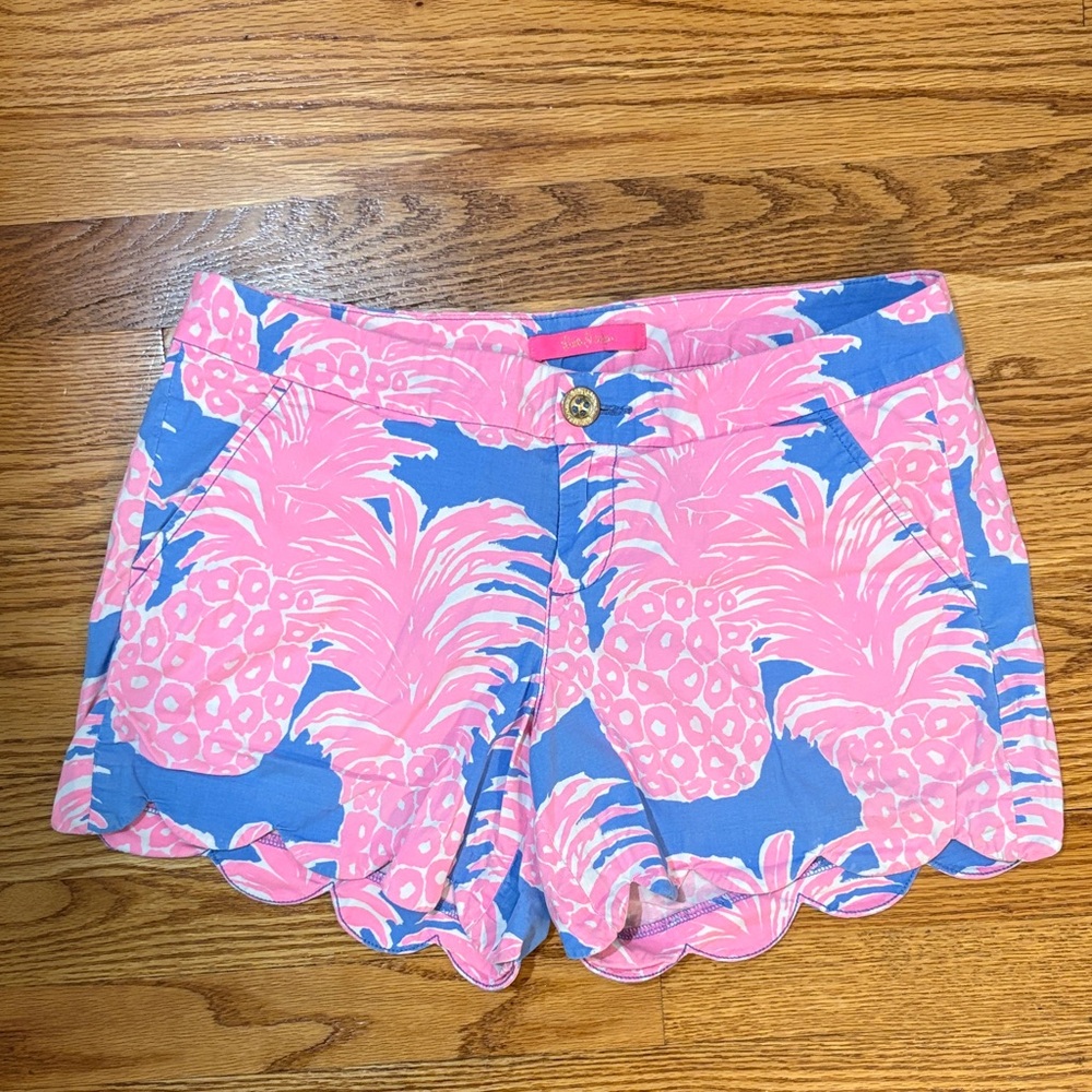 Lilly Pulitzer Pink and Blue Pineapple High Waist Shorts